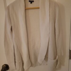 Express White Open-Front Shawl Collar Cardigan